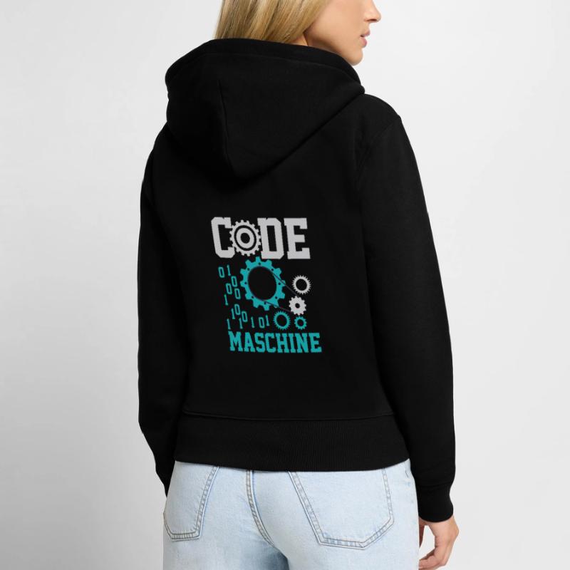 Chemise informatique de nerf d'ordinateur de code machine Sweat à capuche zippé Premium bio Femme