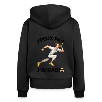 J'peux pas J'ai Radio Citation drôle Radiologie - Sweat à capuche zippé Premium bio Femme - noir - Dos - Julia (174cm)