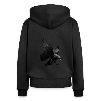 Schattenadler - Frauen Premium Bio Zip Hoodie - Schwarz - Hinten - Julia (174cm)