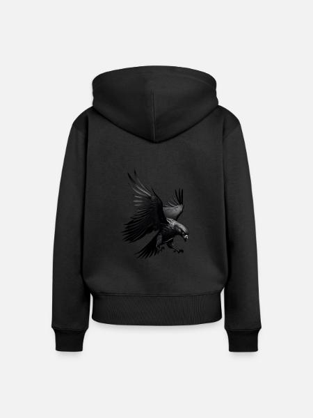 Aigle de l’ombre - Sweat à capuche zippé Premium bio Femme - noir