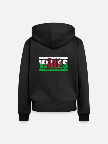 Wales - Frauen Premium Bio Zip Hoodie - Schwarz