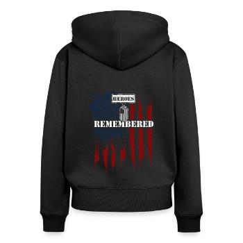Heroes Remembered - Veteran - Women's Premium Organic Zip Hoodie - black - Back - Julia (174cm)