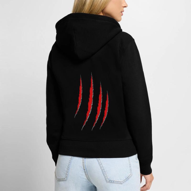 griffe de loup, trace de griffe d'animal Sweat à capuche zippé Premium bio Femme