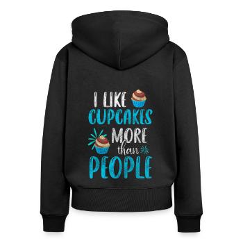 Konditorei Bäcker Backen Süßigkeiten - Frauen Premium Bio Zip Hoodie - Schwarz - Hinten - Julia (174cm)