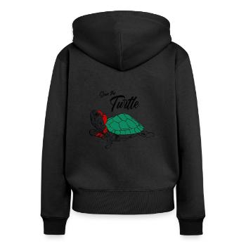 Save the turtles i love turtle - Frauen Premium Bio Zip Hoodie - Schwarz - Hinten - Julia (174cm)