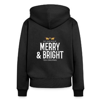 Merry Christmas Gift Happy Holidays - Frauen Premium Bio Zip Hoodie - Schwarz - Hinten - Julia (174cm)