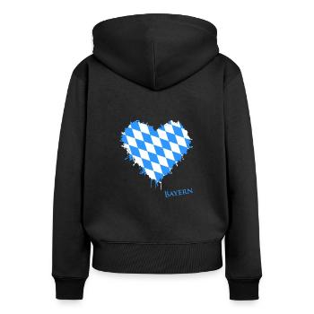 Bayern - Frauen Premium Bio Zip Hoodie - Schwarz - Hinten - Julia (174cm)