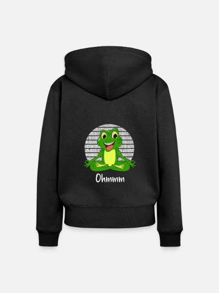 Meditation Frosch - Yoga Frosch - Frauen Premium Bio Zip Hoodie - Schwarz
