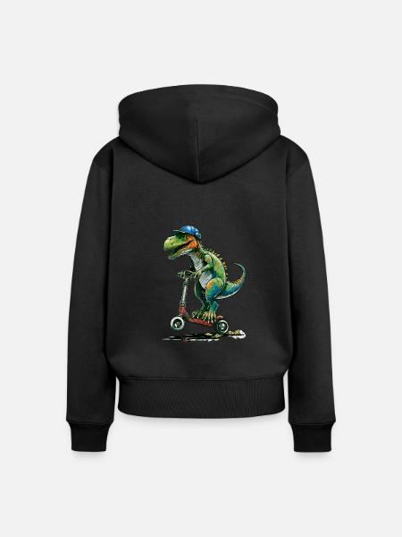 Stuntscooter Dinosaurier - Frauen Premium Bio Zip Hoodie - Schwarz
