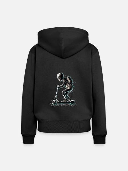Stuntscooter im ASCII Style - Frauen Premium Bio Zip Hoodie - Schwarz