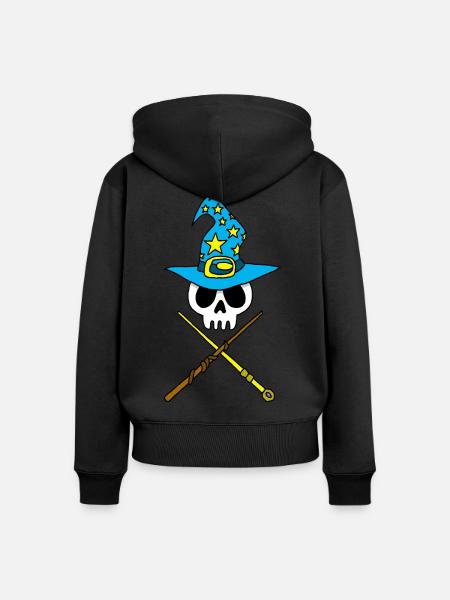 Schädel des Zauberers - Frauen Premium Bio Zip Hoodie - Schwarz