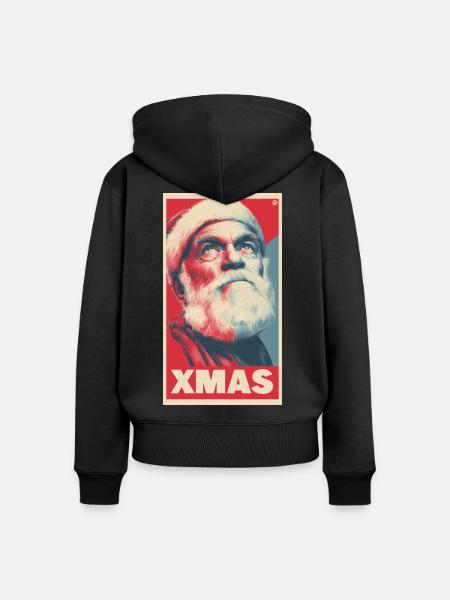 Xmas PopArt Santa - Frauen Premium Bio Zip Hoodie - Schwarz