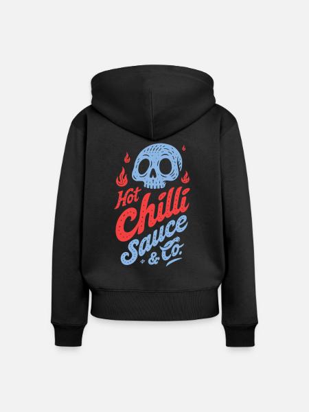 Blauer Totenkopf Chili-Sauce Design - Frauen Premium Bio Zip Hoodie - Schwarz