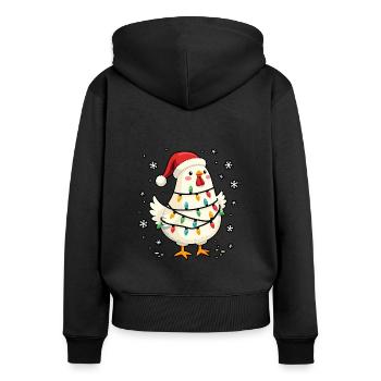 Weihnachtshuhn Hühnerliebhaber Geschenk - Frauen Premium Bio Zip Hoodie - Schwarz - Hinten - Julia (174cm)