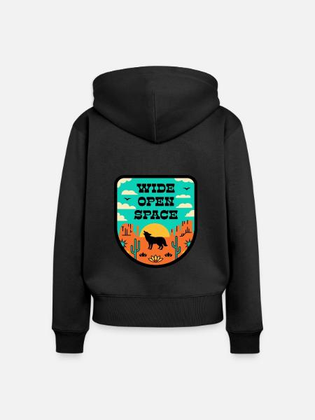 Wüste im retro stil - Frauen Premium Bio Zip Hoodie - Schwarz