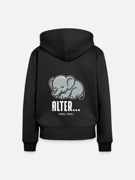 Chill mal - Frauen Premium Bio Zip Hoodie - Schwarz