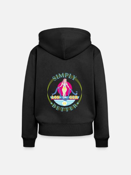 Einfach länger ist besser. - Frauen Premium Bio Zip Hoodie - Schwarz