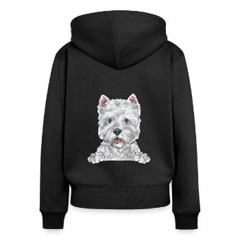 West Highland White Terrier Westie - Sweat à capuche zippé Premium bio Femme - noir - Dos - Julia (174cm)