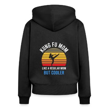 Kung Fu Shaolin Vintage Kampfkunst Sprüche - Frauen Premium Bio Zip Hoodie - Schwarz - Hinten - Julia (174cm)