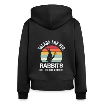 Katze schwarzes Kätzchen Vintage Sonnenuntergang - Frauen Premium Bio Zip Hoodie - Schwarz - Hinten - Julia (174cm)