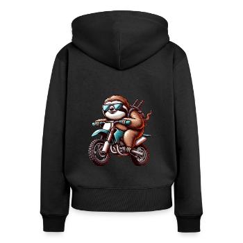 Conception de motocross Enduro paresseux cool - Sweat à capuche zippé Premium bio Femme - noir - Dos - Julia (174cm)