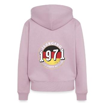 Jahrgangs 1971 Limitierte Auflage 53 Jahre alt - Frauen Premium Bio Zip Hoodie - Altrosa - Hinten - Julia (174cm)