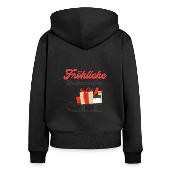 Fröhliche Weihnachten - Frauen Premium Bio Zip Hoodie - Schwarz - Hinten - Julia (174cm)