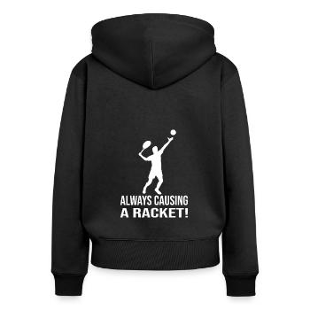 Tennis - Frauen Premium Bio Zip Hoodie - Schwarz - Hinten - Julia (174cm)