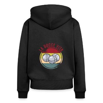 Lyonnaises - Sweat à capuche zippé Premium bio Femme - noir - Dos - Julia (174cm)