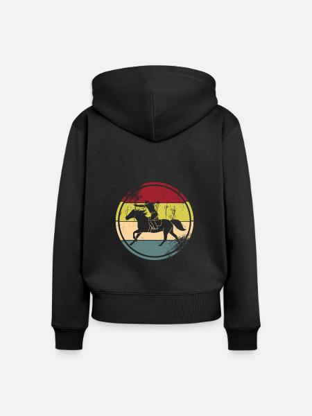 Horseback Archery - Frauen Premium Bio Zip Hoodie - Schwarz
