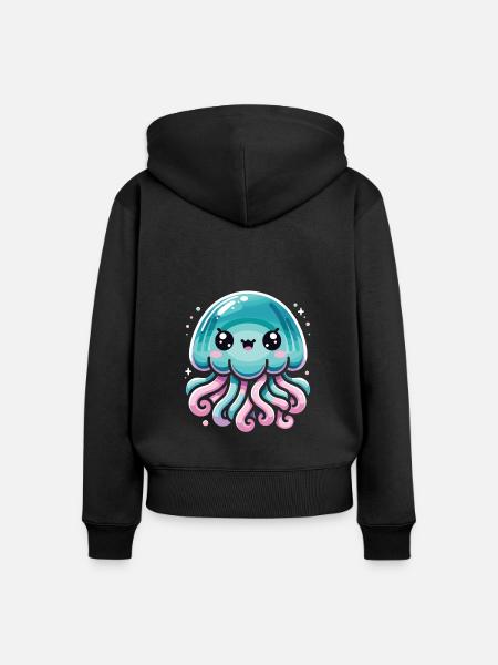Qualle - Frauen Premium Bio Zip Hoodie - Schwarz
