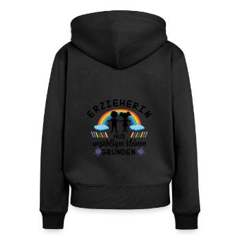 Erzieherin aus unzähligen kleinen Gründen - Kinder - Frauen Premium Bio Zip Hoodie - Schwarz - Hinten - Julia (174cm)