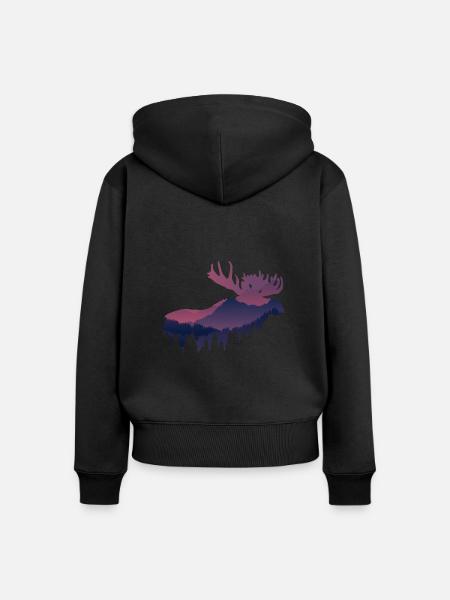 Elch - Frauen Premium Bio Zip Hoodie - Schwarz