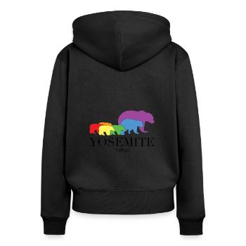 Yosemite-Dorf - Frauen Premium Bio Zip Hoodie - Schwarz - Hinten - Julia (174cm)