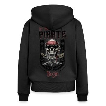 Lassen Sie die Piraten-Spielereien beginnen Tattoo-Stil - Frauen Premium Bio Zip Hoodie - Schwarz - Hinten - Julia (174cm)