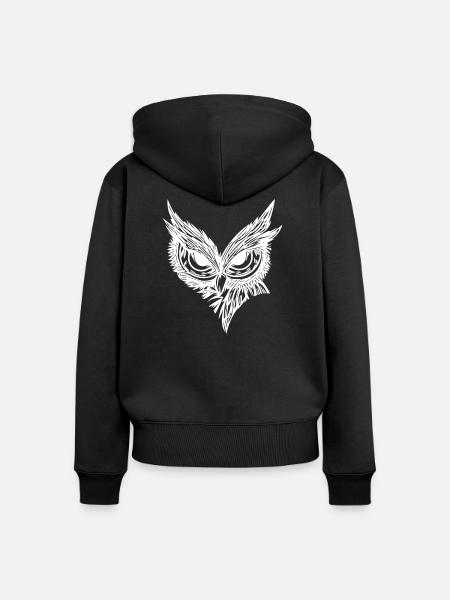 Eule - Frauen Premium Bio Zip Hoodie - Schwarz