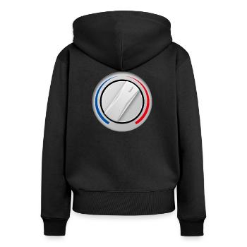 Rotary knob for operating a washing machine. - Women's Premium Organic Zip Hoodie - black - Back - Julia (174cm)