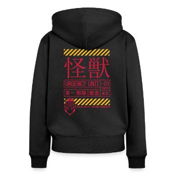 Escadron Kaiju KADS - Sweat à capuche zippé Premium bio Femme - noir - Dos - Julia (174cm)