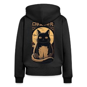 Black Cat - Women's Premium Organic Zip Hoodie - black - Back - Julia (174cm)