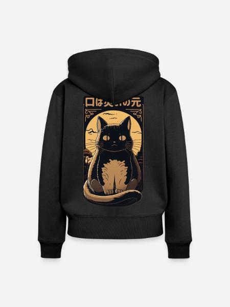 Black Cat - Frauen Premium Bio Zip Hoodie - Schwarz