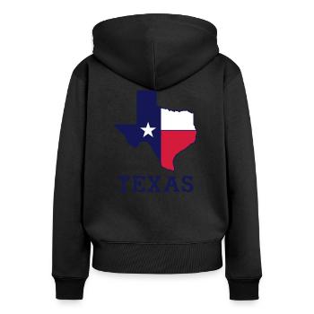 Texas - Women's Premium Organic Zip Hoodie - black - Back - Julia (174cm)