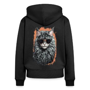 La fraîcheur du chat Maine Coon en forme de chat - Sweat à capuche zippé Premium bio Femme - noir - Dos - Julia (174cm)