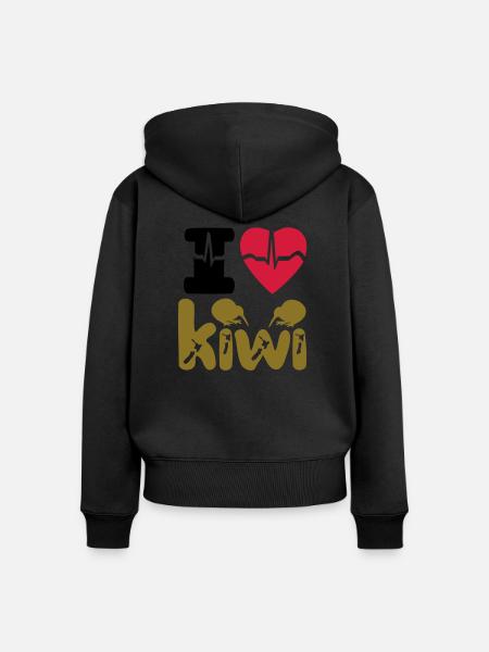 ICH LIEBE KIWI - Frauen Premium Bio Zip Hoodie - Schwarz