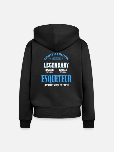 ERMITTLER - Frauen Premium Bio Zip Hoodie - Schwarz