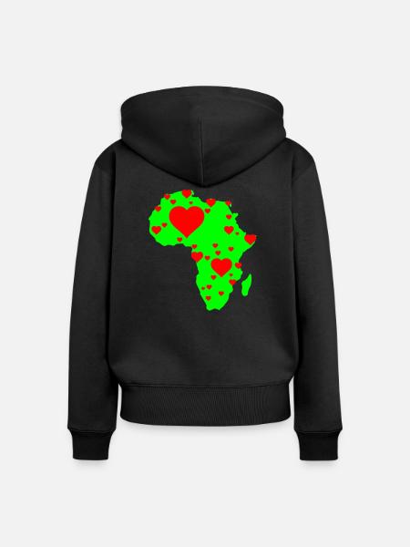 Africa Hearts - Frauen Premium Bio Zip Hoodie - Schwarz