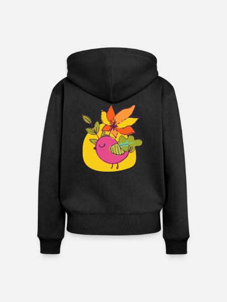 Vogel - Frauen Premium Bio Zip Hoodie - Schwarz