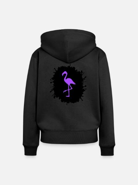 flamingo splatter - Frauen Premium Bio Zip Hoodie - Schwarz