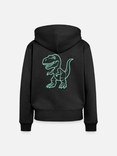 T Rex Comic - Frauen Premium Bio Zip Hoodie - Schwarz