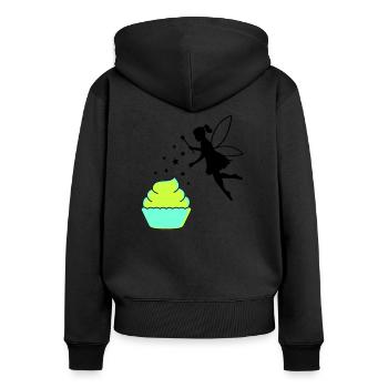 Frais d’arriéré - Sweat à capuche zippé Premium bio Femme - noir - Dos - Julia (174cm)