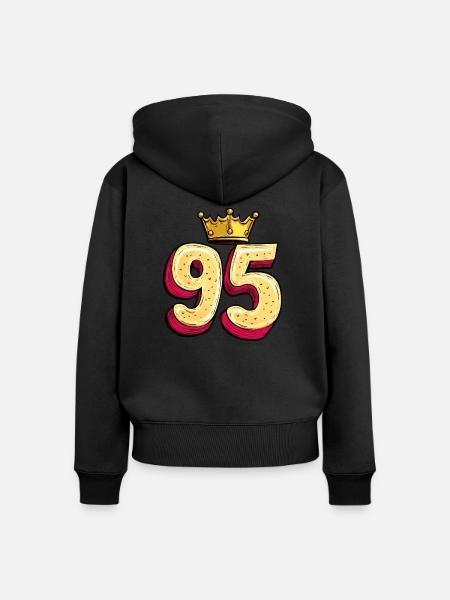 95 Zahl Krone - Frauen Premium Bio Zip Hoodie - Schwarz